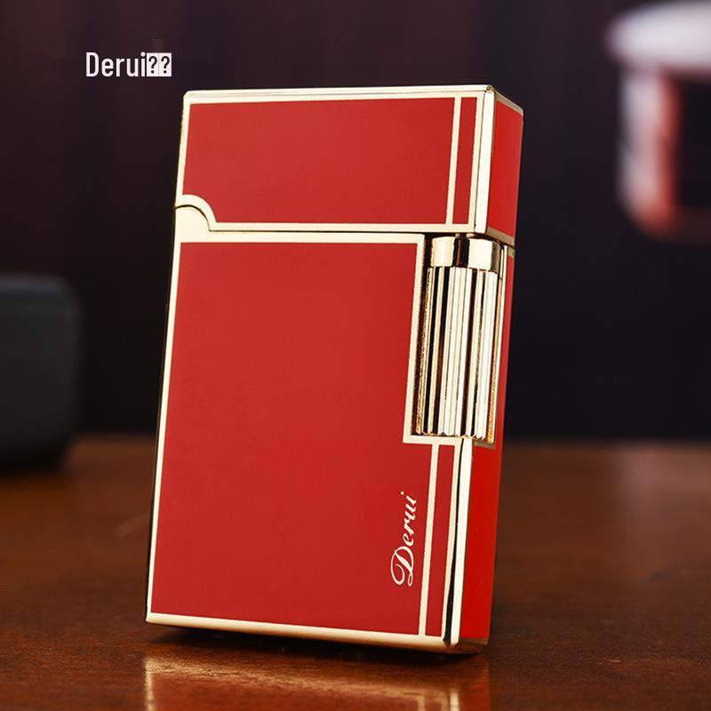 De Rui Creative Steel Shell Flint Lighter - Loud Sound, Open Flame, Inflatable, Side-Sliding, High-End Design