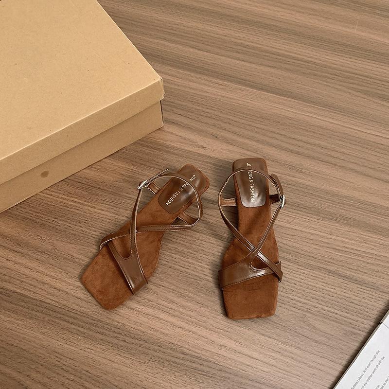Internet Celebrity Fashion High-heeled Sandals Female Summer 2025 New Open-toed Single Shoes Gentle Fairy Wind Strappy Sandals