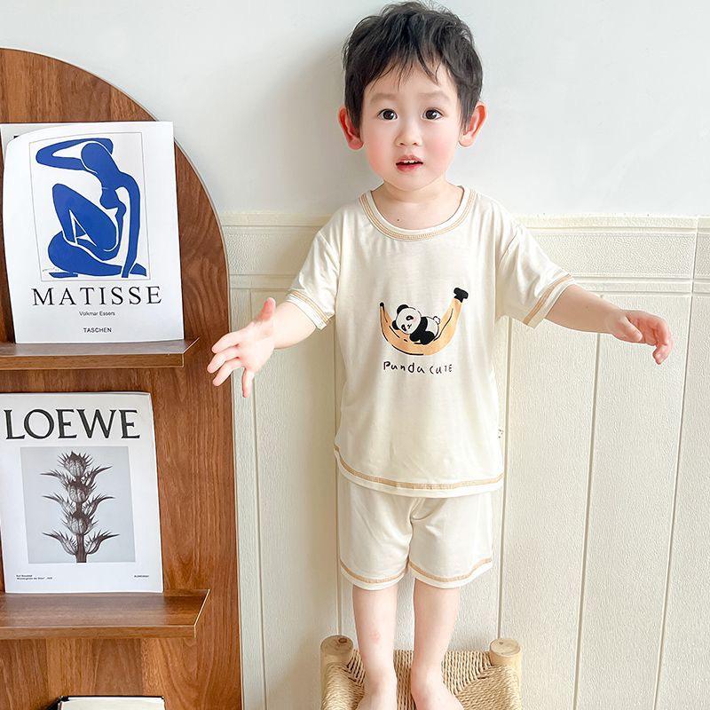 Youkesi Kids Spring Summer Short Sleeve Pajama Set for Boys & Girls 100cm, fits 90-100cm