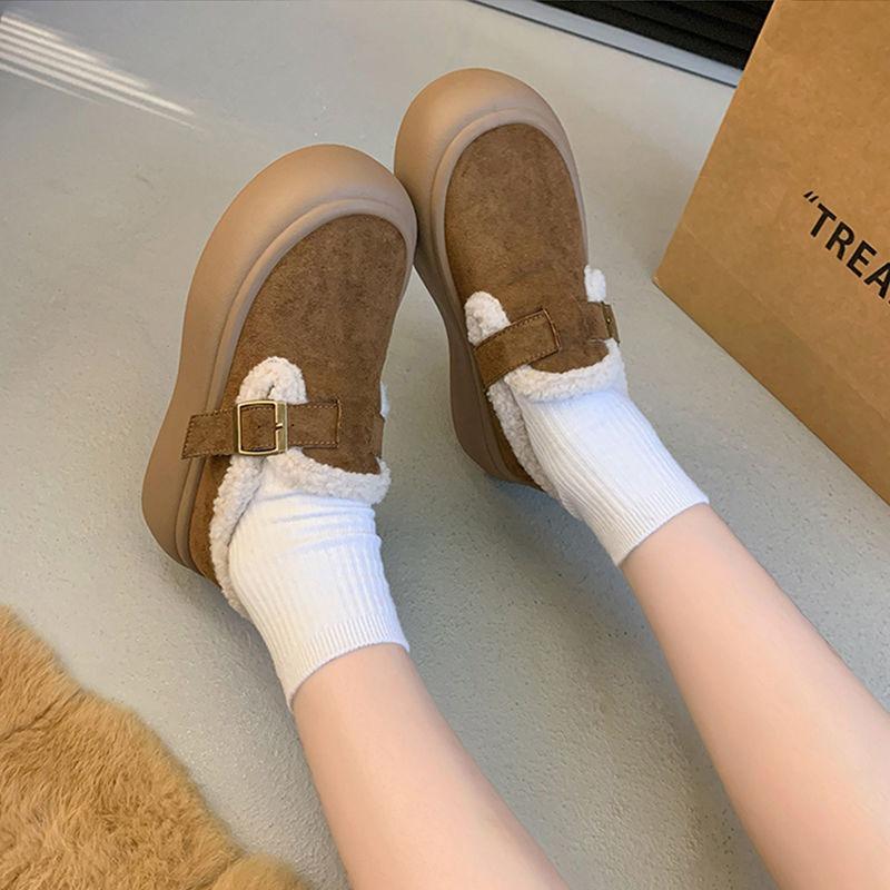 Winter Thick-soled Velvet Thickened Snow Boots Women's New Versatile Muffin Cotton Shoes Fluff