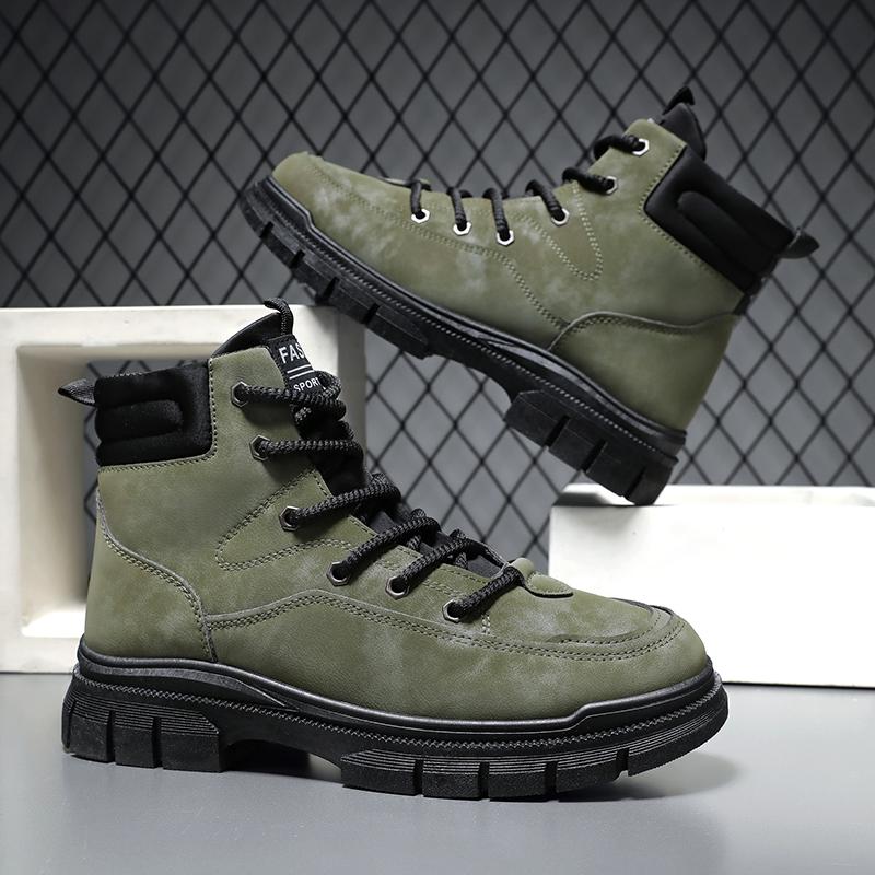 Fashion High Top Men Sneakers Outdoor No-slip Men Ankle Boots Lightweight Men Casual Shoes Male Work Boots Walking Hiking Shoes 39 зелёный 4300₽