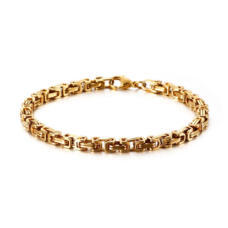 5mm Dubai Stainless Steel Byzantine Chain Bracelet Men Fashion Male Gold Color Wrap Bangle Biker Jewelry