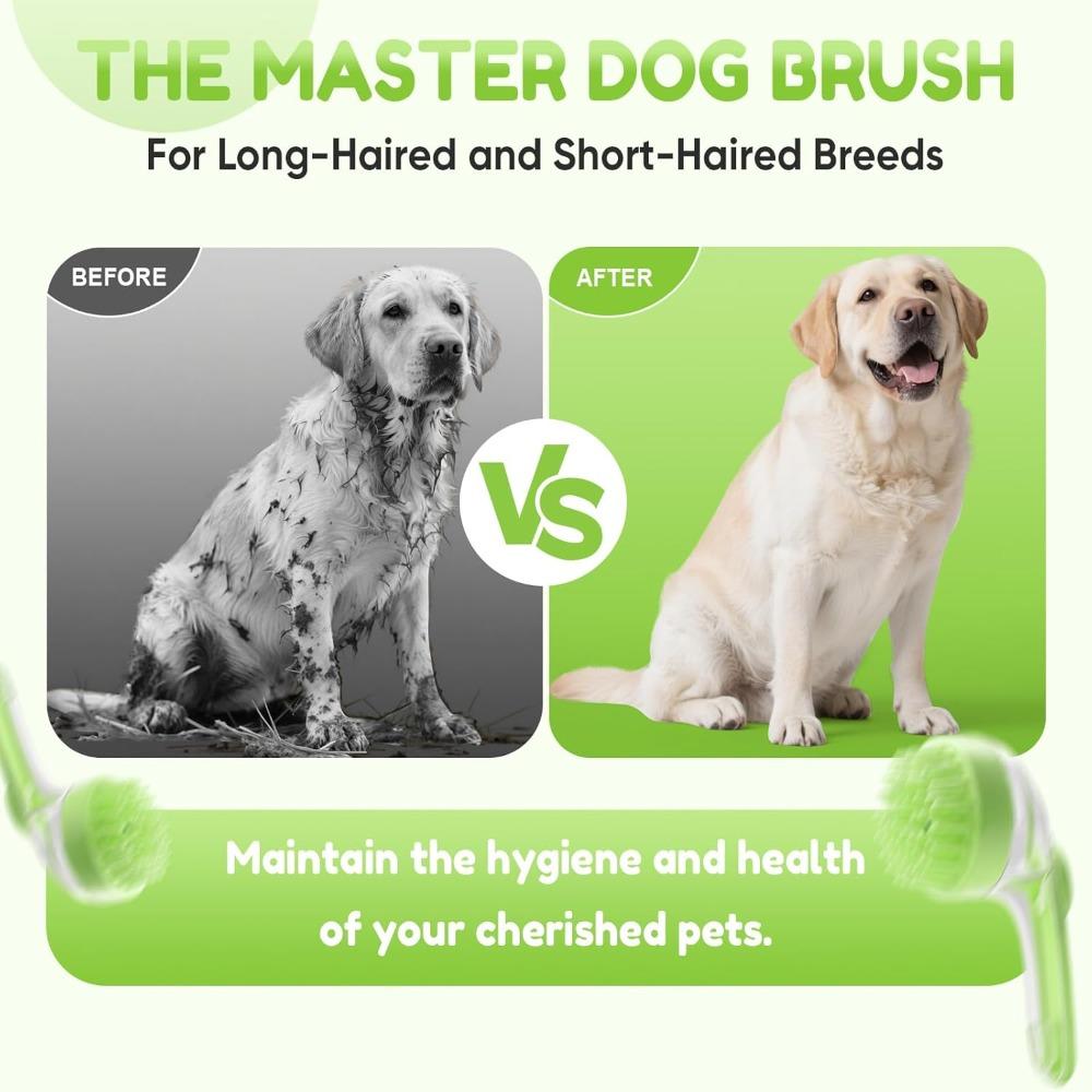 Pet Bath Brush with Shampoo Dispenser, Dog Bath Brush and Grooming Massage Brush for Dogs Cats, Easy Dog Washing Brush for Short and Long Hair