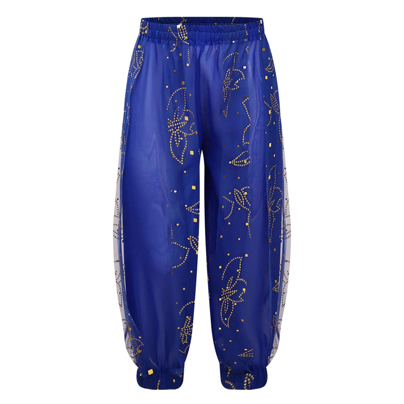 

Girls Shiny Floral Print Bloomers Elastic Waist Dance Pants Stage Performance Halloween Costume 9-10 Years синій