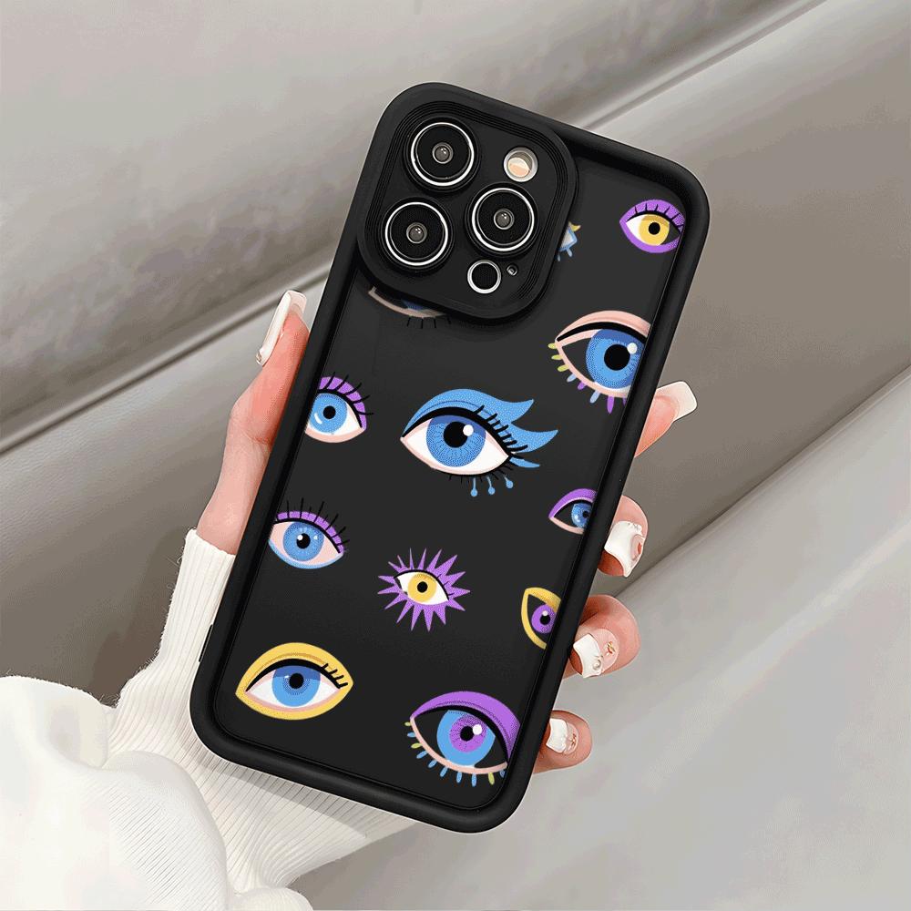 Colorful Whimsical Eye Illustrations Phone Case for iPhone 16 15 14 13 12 11 Pro Max Plus Anti Scratch, Gel Flexible Protective