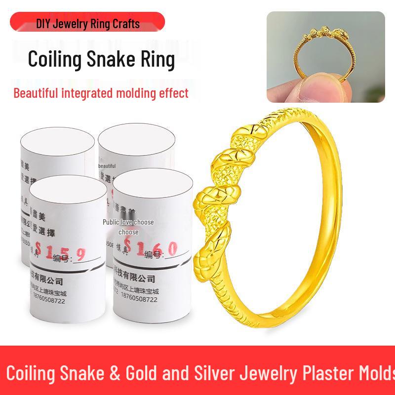 DIY Gold & Silver Jewelry Swirling Snake Ring Mold with Gold Beating Tools