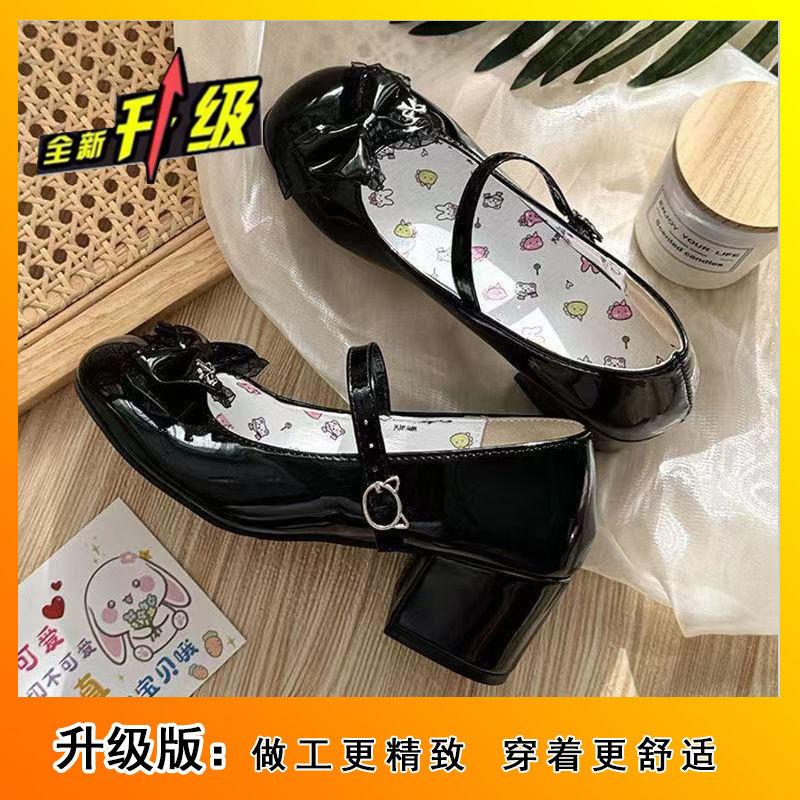 Enordsspänne japansk rund tå söt liten lädersko 2025 ny designkänsla för nätkändis med kjol Mary Jane-skor