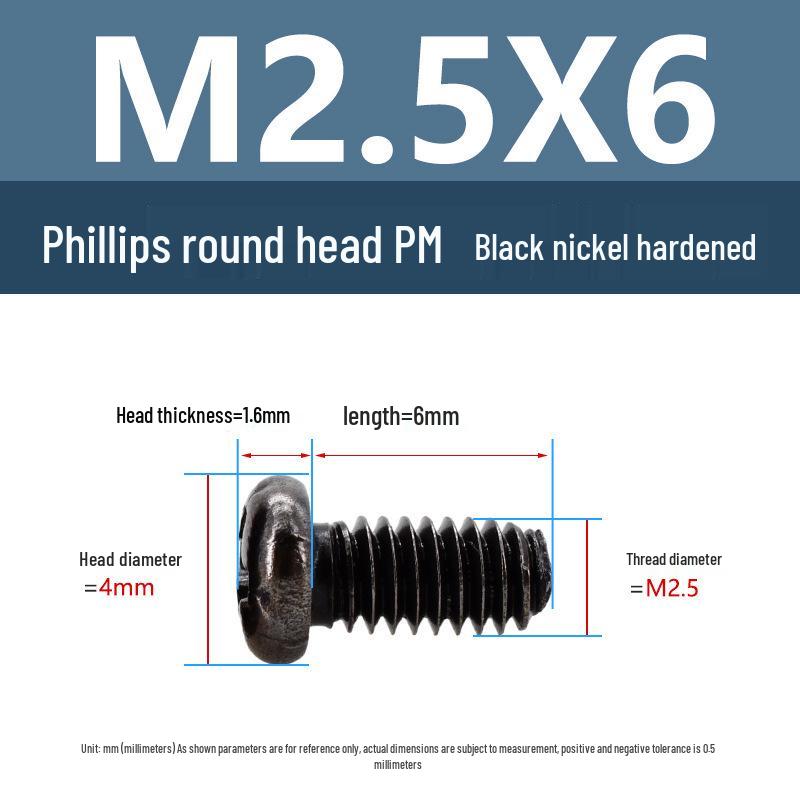 Yigu Schwarznickel Kohlenstoffstahl PM Phillips Rundkopfschrauben m2-m4 Senkkopfmaschinenschrauben für Elektronik