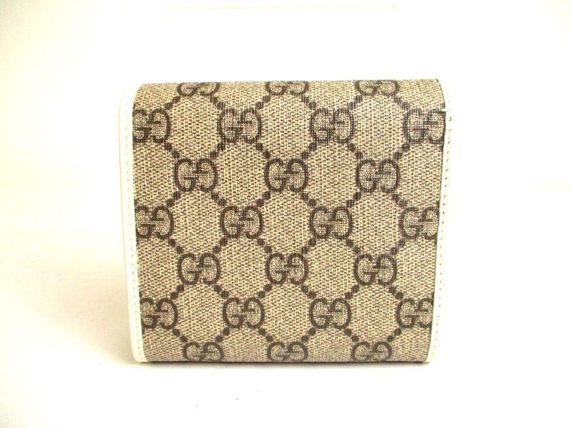 Authentic GUCCI Horsebit GG White Leather Bifold Wallet Compact Wallet #a154  Open Box
