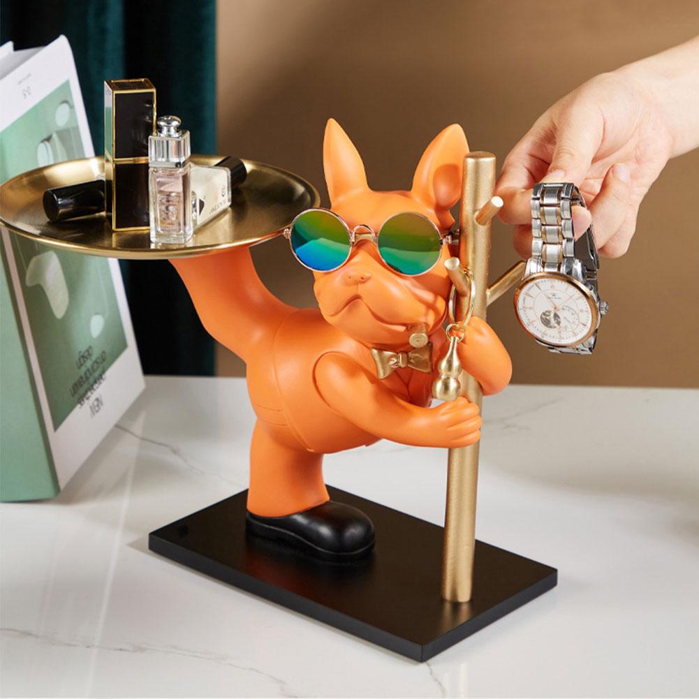Decorative Magnate Pitbull Statue Resin Crafts Animal Sculpture Storage Tray for Living Room Hallway Ornaments For Home Decor