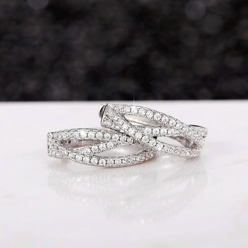 Huitan New Arrival Twist Design Hoop Earrings Silver Color Women Fashion Contracted Female Jewelry Daily Wear Wedding Accessory