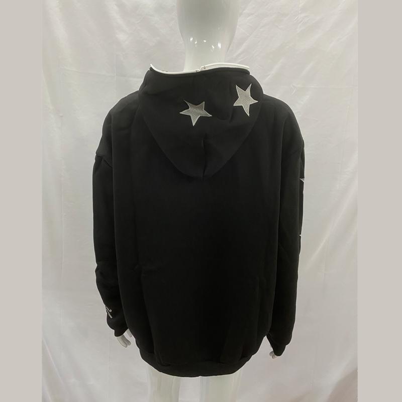 European and American autumn embroidered star print loose men's and women's trendy hoodie
