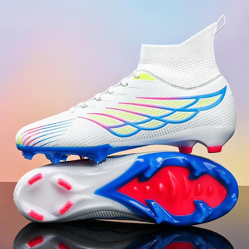 High-top football shoes tf broken nails artificial turf AG nails leather feet boys and girls children and adolescents students training shoes