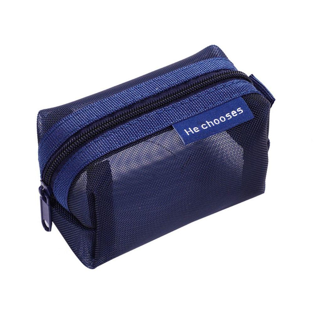 Retro Color Transparent Cosmetic Bag Zipper Toiletry Storage Bag Casual Mesh Makeup Bag  Lady