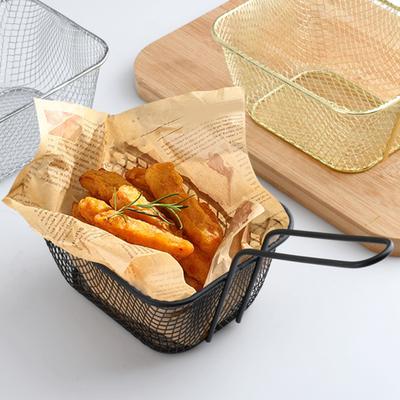 Quadratische Frittierkörbe Edelstahl-Frittierkorb mit Griff Stahl Küchenkochwerkzeug für knusprige Pommes Frites Chip-Korb Französisch