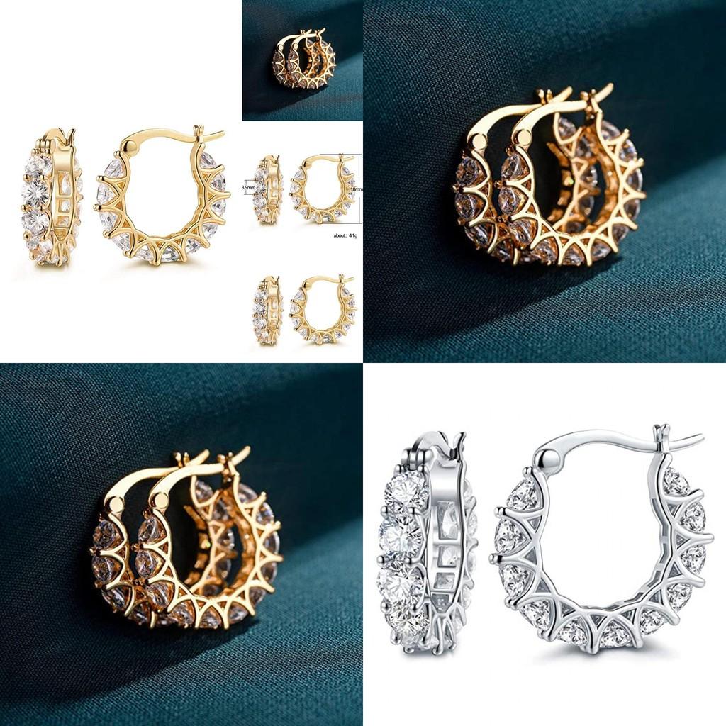 Elegant Copper Zirconia Hoop Earrings For Women With Geometric Design And French Flair