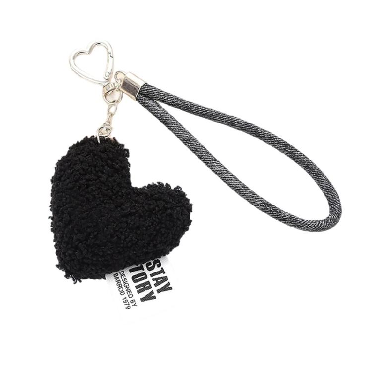 Sweet Plush Love Heart Pendant Wristlet Keychain Bag Charm Keyring Pendant Lanyard for Backpack Coin Purse Decoration