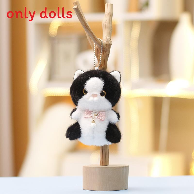 

Cartoon Cat Plush Doll With Pp Cotton Filling For Backpack Decor And Gift Black
