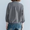 Plaid Cotton Linen Shirt Women Casual Spring Autumn Vintage Shirts Stand Collar Loose Female Long Sleeve Tops
