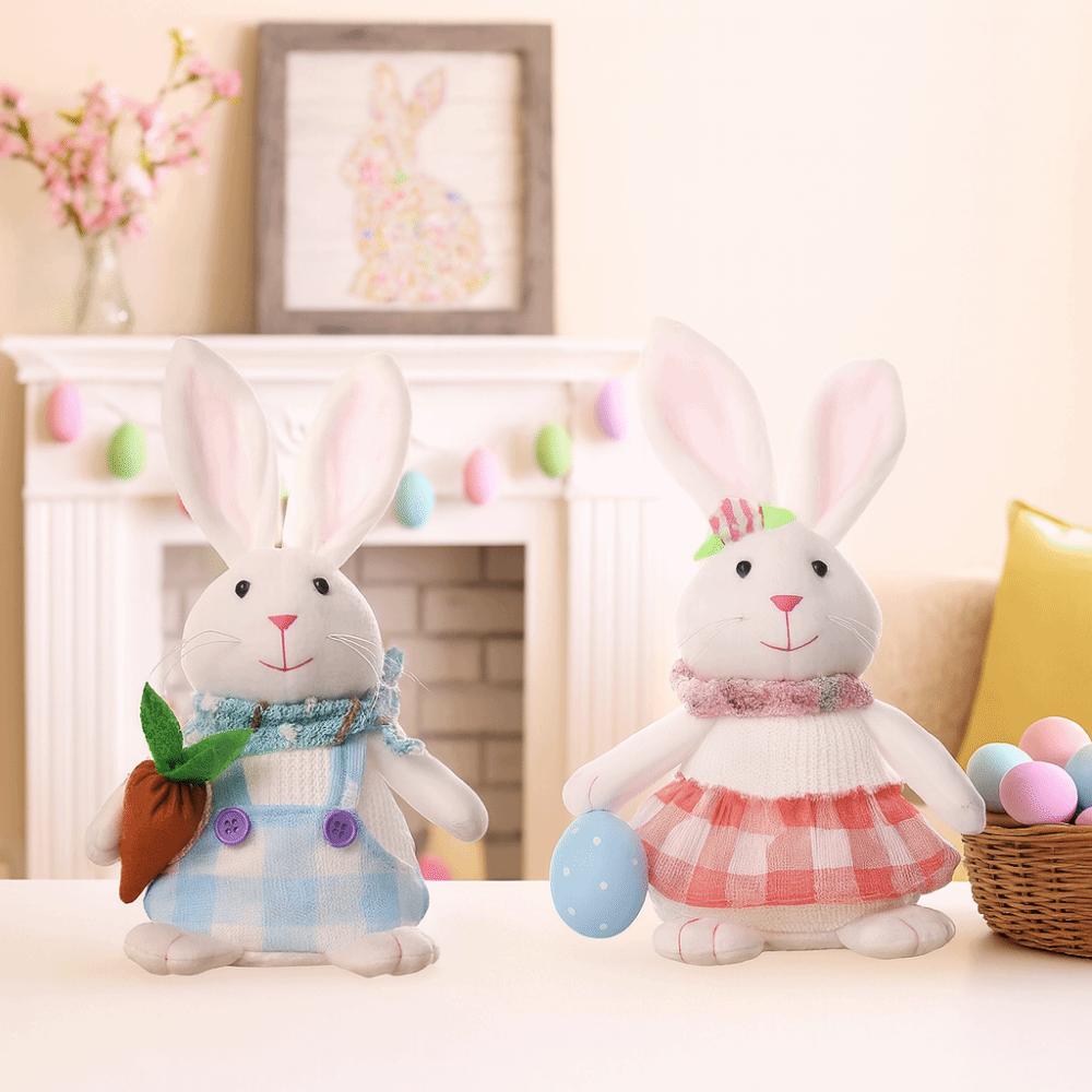 Holding Carrot Easter Rabbit Ornaments Plush Cartoon Rabbit Doll  Festival Decoration