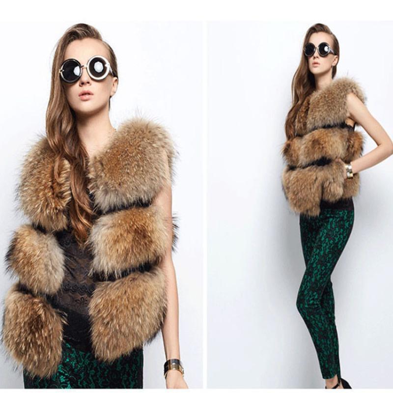 New Haining raccoon fur vest women, Yama fur small coat yellow light and fashionable mink hair