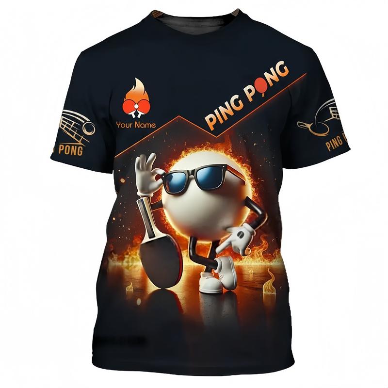 Tischtennis Muster T-Shirt Für Männer Benutzerdefinierter Name 3D-Druck Pingpong T-Shirt Training Kurzarm Oberteile Sport T-Shirts 4XL black