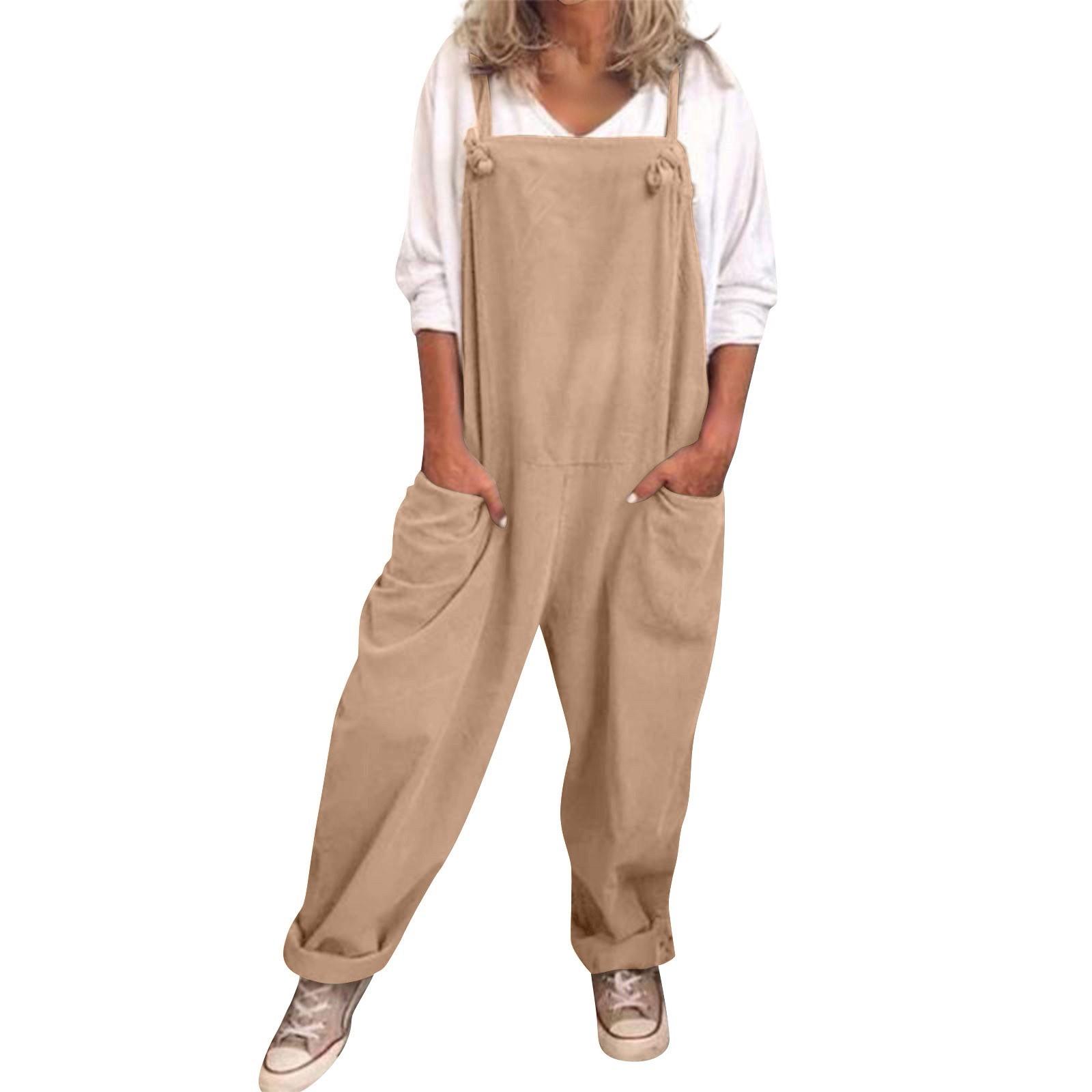 

Женский комбинезон больших размеров, повседневный свободный комбинезон, мешковатый комбинезон, комбинезон M хаки