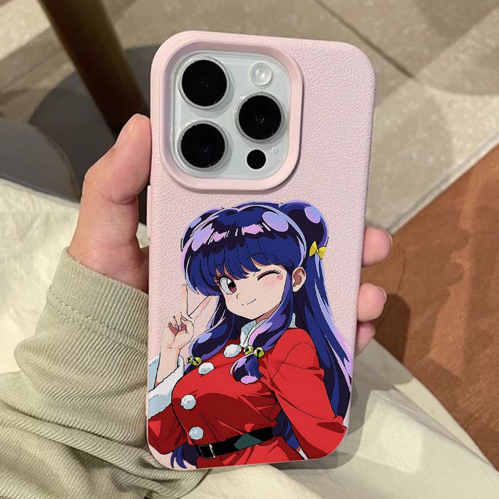 Cute R-Ranma ½ Lichee Leather Pattern Phone Case For iPhone 17 16e 16 15 14 13 12 11 Air Pro Max Plus X XR XSMax Shockproof