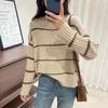 Spring and Autumn Women's Striped Sweater Top Knitted Sweater Round Neck Women's Clothing