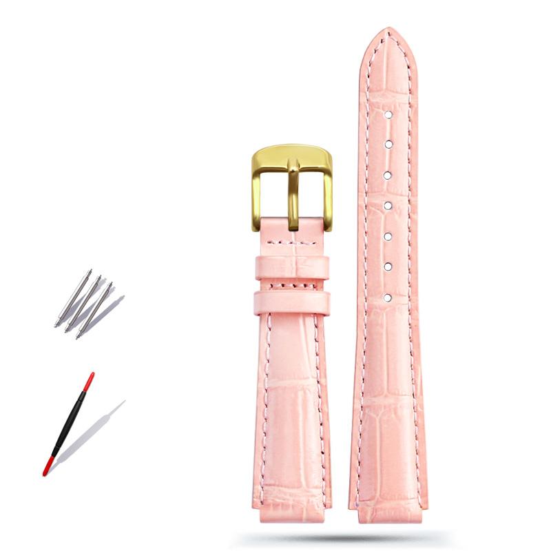 Pulseira de couro genuíno para relógio feminino Casio LTP-2069 LTP-V007 V300 VT01 com pulseira convexa 14mm