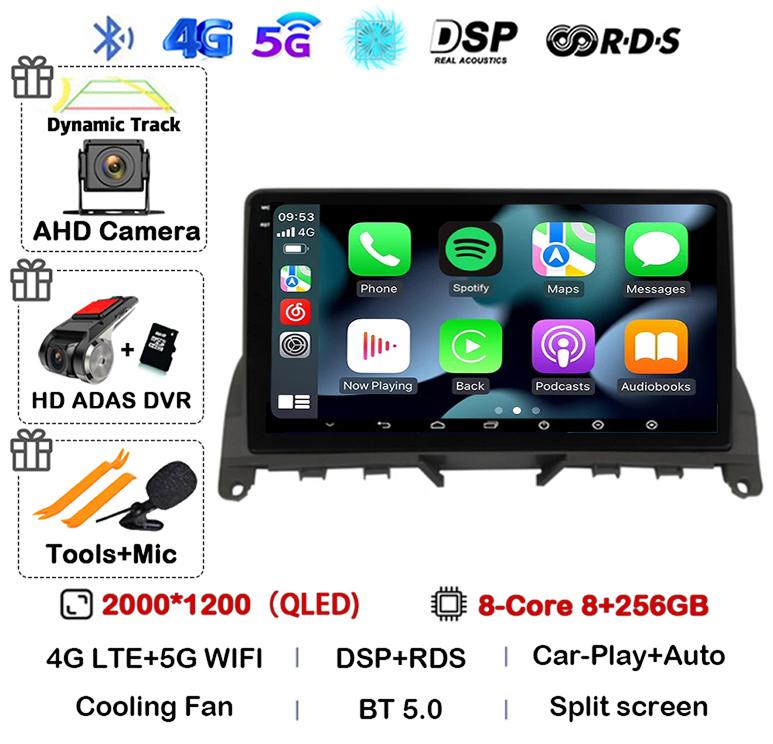 Android 14 Carplay Auto Pentru Mercedes Benz C Class 3 W204 S204 2006-2011 Radio Auto Autoradio Stereo Player Multimedia WIFI+4G DSP