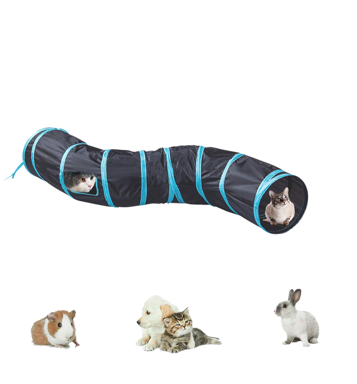 

Foldable Cat Cat Pet Long Collapsible and Great for Easy and Stress Relief Tunnel, Toy, Supplies, Tunnel, Washable, Exercise, Storage, (Small, Blue) синий