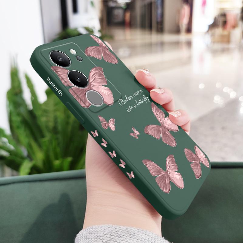 

Fluttering Butterflies Phone Case For VIVO V50 V40 V30 V29 V29E V27 V27E V25 V25E V23 V23E V21 V20 Y20 Y12 Y21 Pro 4G 5G Cover Y76 5G темно-зелений колір