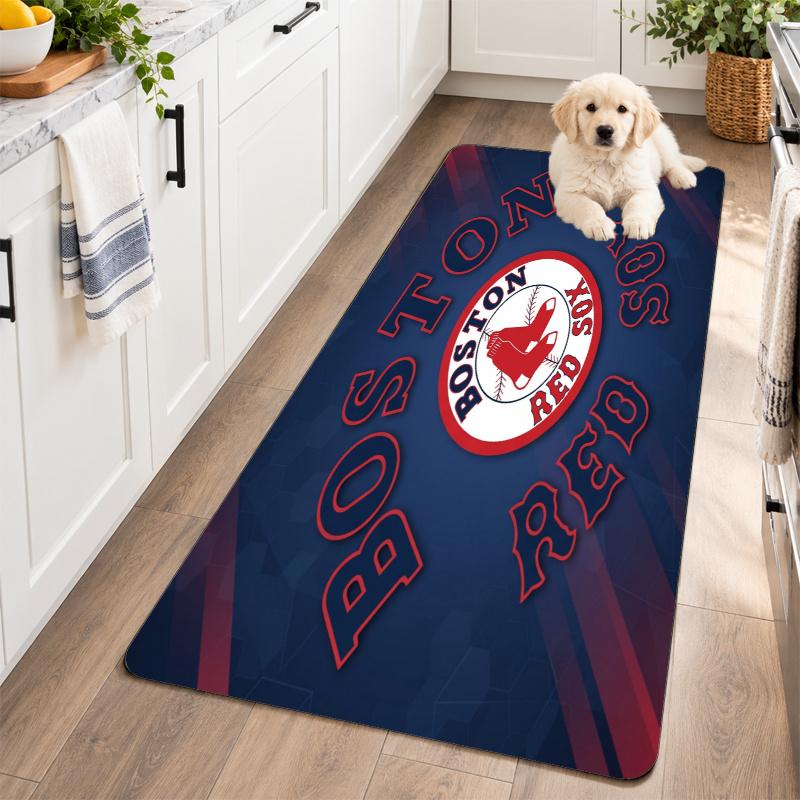 Flannel Kitchen Mat Boston Red Sox Soft Area Rug Non Slip Floor Carpet Home Decoration