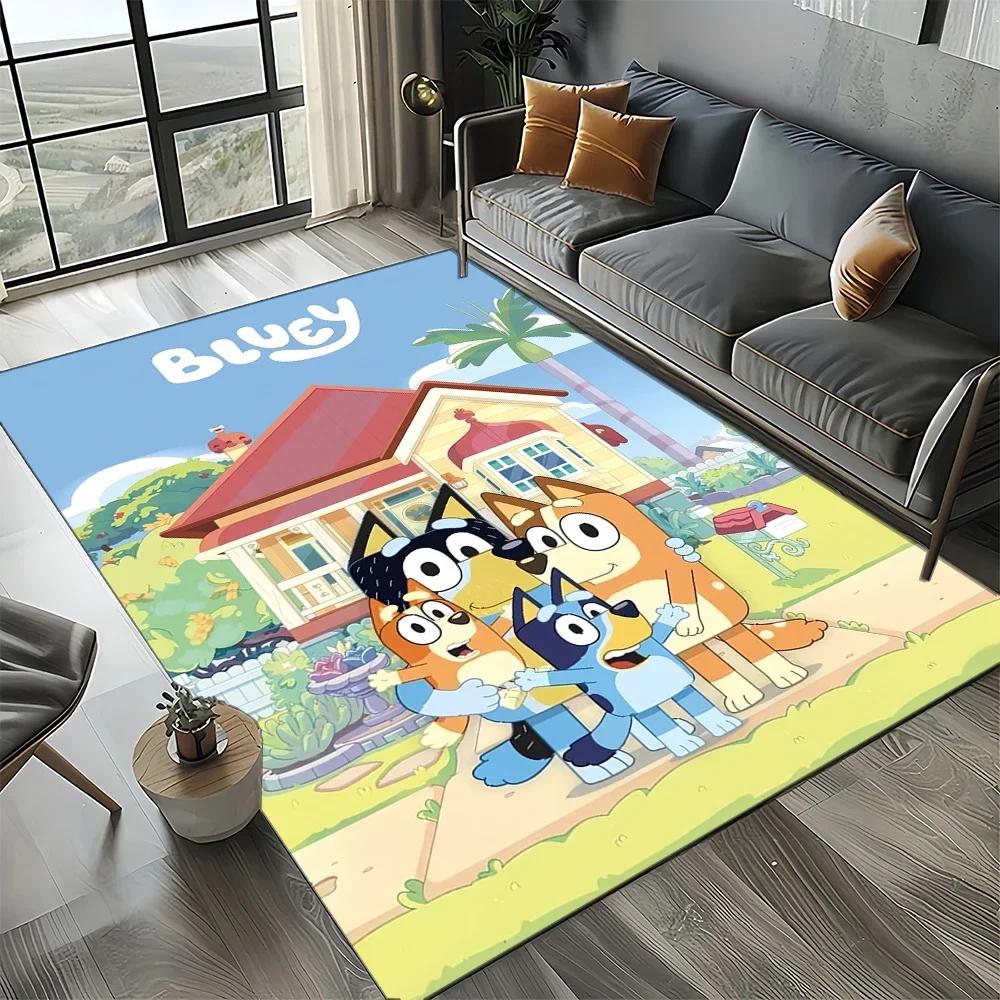 3D Print B-Blueys Family Cartoon Dog Carpet Rug for Living Room Bedroom Home Sofa Decoration,Kid Play Non-slip Floor Mat