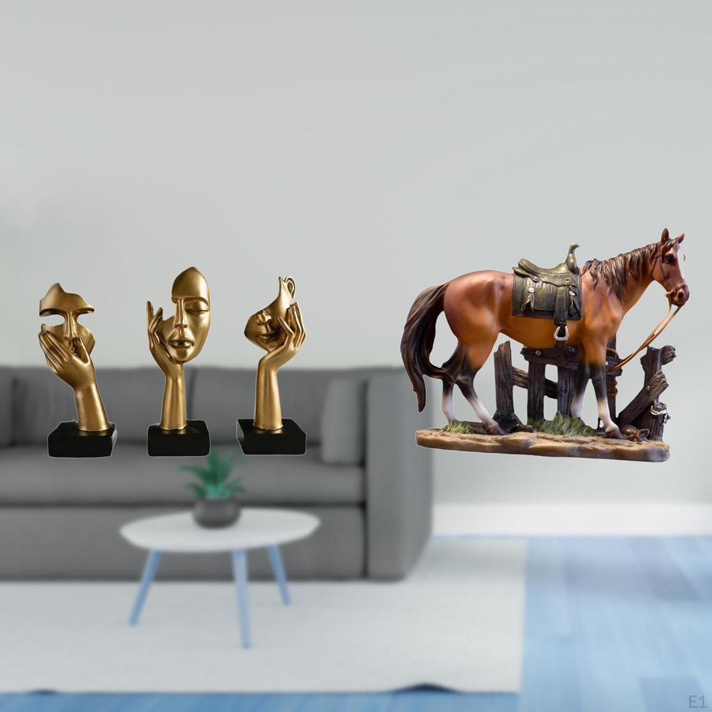 Resin Thinker Horse Art Sculpture Abstract Figurine Tabletop Decoration for Office Bookshelf Living