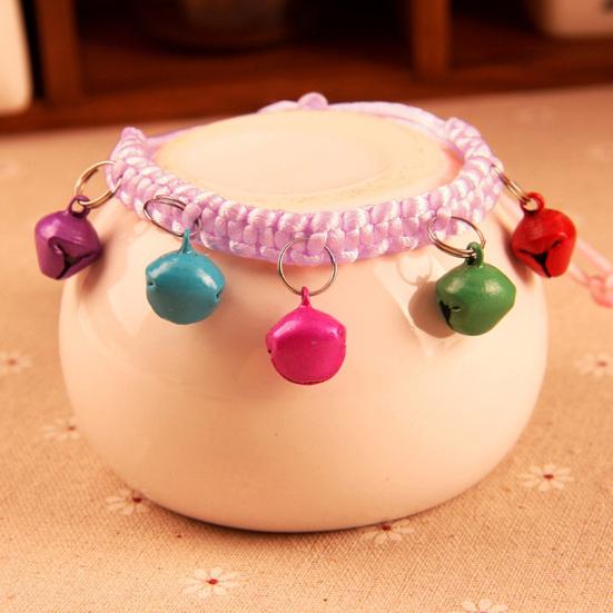 Necklace Adjustable Abrasion Resistance with Bells Woven Rope Pet Collar for Dods