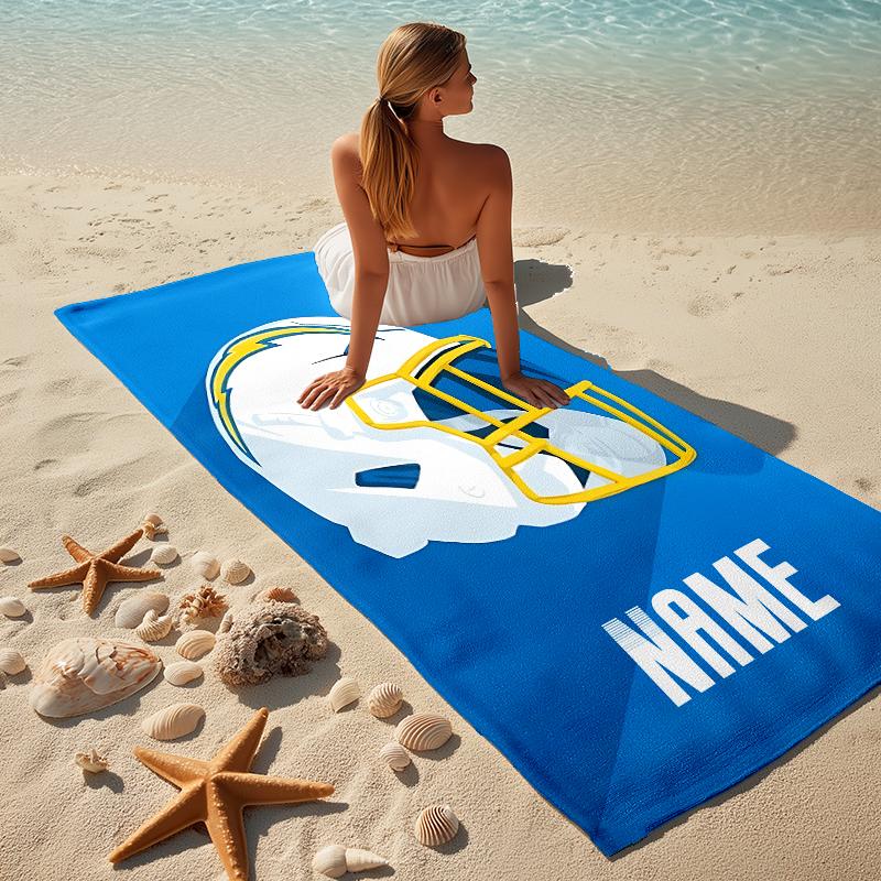 Personalized Name Football Helmet Stylish Digital Printing Beach Towel Quick‑Drying Absorbent Blanket for Beach Pool Gym Travel