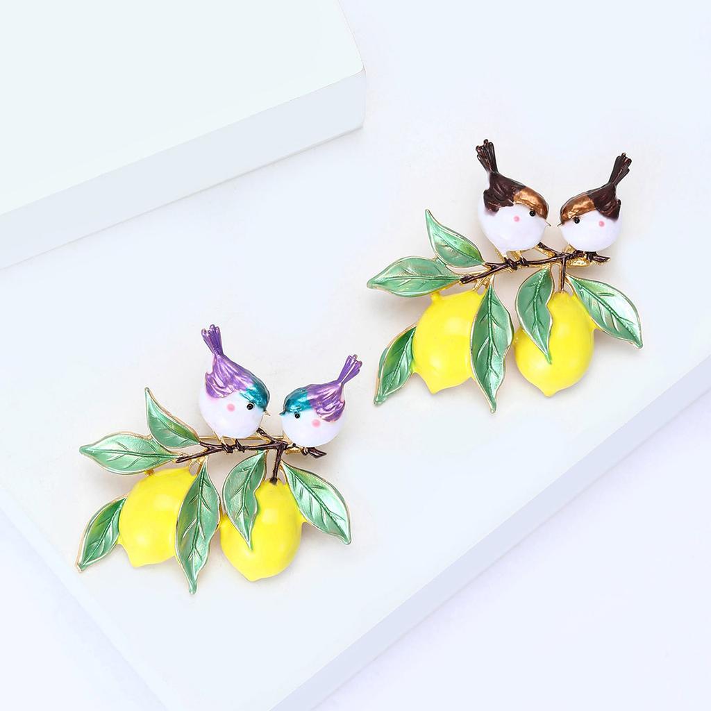 Playful Lemon Bird Enamel Brooch Alloy Craftsmanship Multipurpose Chest Decoration For Clothing Bags Event