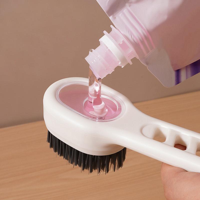 1Pc Multi-functional Shoe And Laundry Brush With Liquid Dispensing Function, Suitable For Home Use, Press-type Liquid Dispensing
