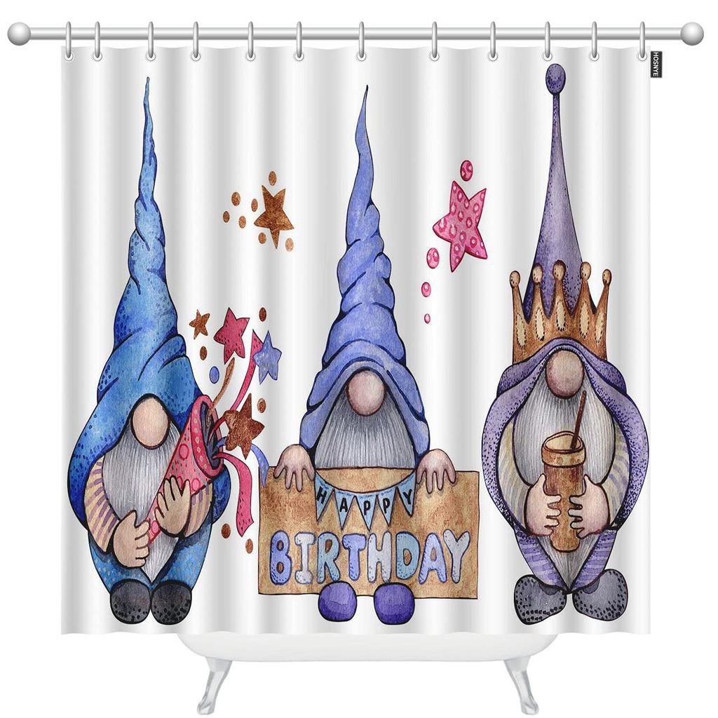 Set Tende da Doccia per Festa di Compleanno, Mostriciattoli La Celebrazione Coni Pioggia e Palloncini, Decorazioni Bagno in Poliestere Tende da Bagno
