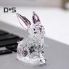 Faux Crystal Rabbit Figurine Transparent Collectible Rabbit Statue Glass Art Animal Ornament Bunny Sculpture for Home Office Desk Car