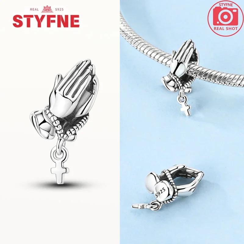 Virgin Praying Hands Dangle Cross Pendant Beadscopper Charm Fit Original Charms Bracelet Diy Fine Jewelryfor Women Gifts
