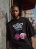 Men's Black/Pink Lucky Dice Front Truck Short Sleeve Boxy T-Shirt M