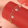 Original Coins Red Rope Bracelet Female Sterling Silver China-Chic Vintage Birthday Double Layer Hand Rope Court Style Copper Coin Handwear