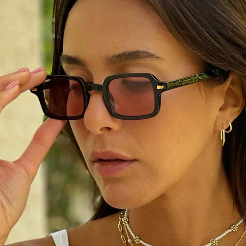 Fashion Square Sunglasses Women Anti-glare Retro Rivets Decoration Rectangle Shades UV400 Men Leopard Blue Sports Sunglasses