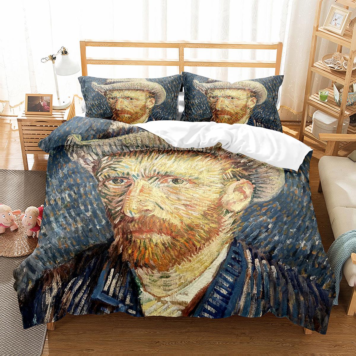 

Ван Гог Картина маслом Підодіяльник Комплект Художнього Розпису Візерунок Поліестер Підковдра Покривало King Queen Size Для Чоловічих Жіночих Постільних Приналежностей 150x200cm 3pcs
