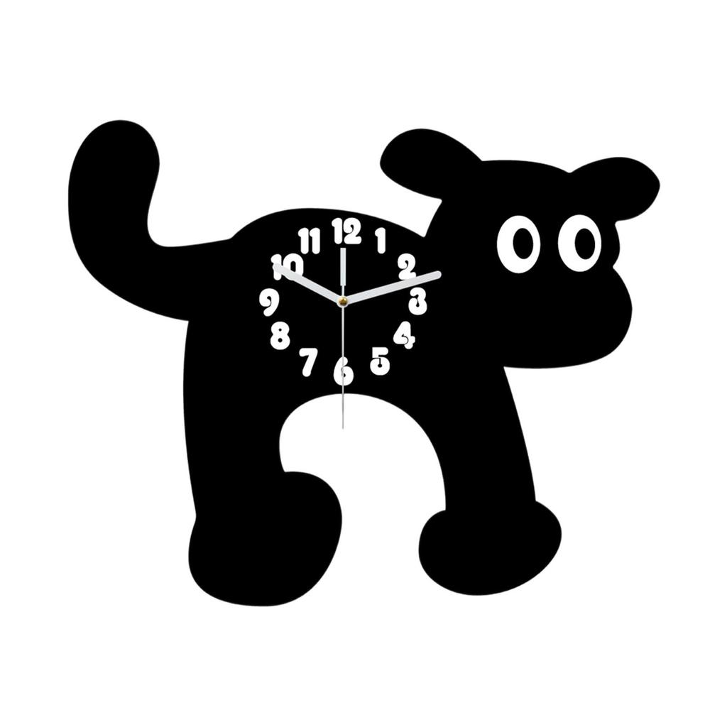 Cute Dog Wall Clock Acrylic Non Ticking Silent Cartoon Room Clock for Kids Nursery and Living Spaces