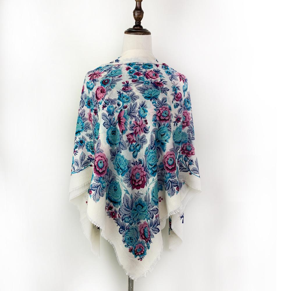 Vintage Floral Ethnic Print Shawl Scarf for Women