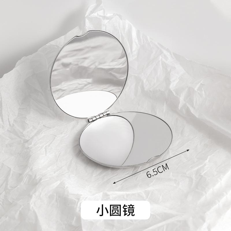 Portable Women Stainless Steel Makeup Mirror Hand Pocket Folded-Side Cosmetic Make Up Mirror Small Various Shapes Skin Care Tool